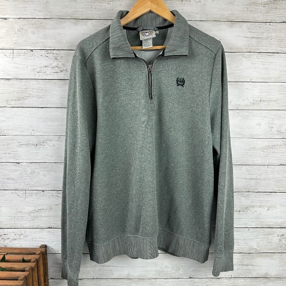 Cinch Western Sweater Sweatshirt 1/4 Zip Pullover Knit Logo Long Sleeve Mens Med - Picture 1 of 12